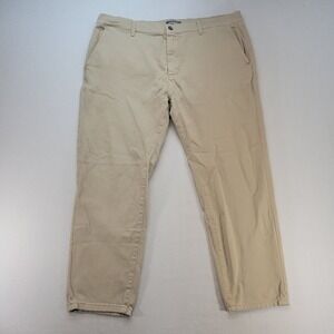 Ash & Erie Chino Pants Mens 38x27 Khaki Tan Stretch Cotton Twill Casual Trousers